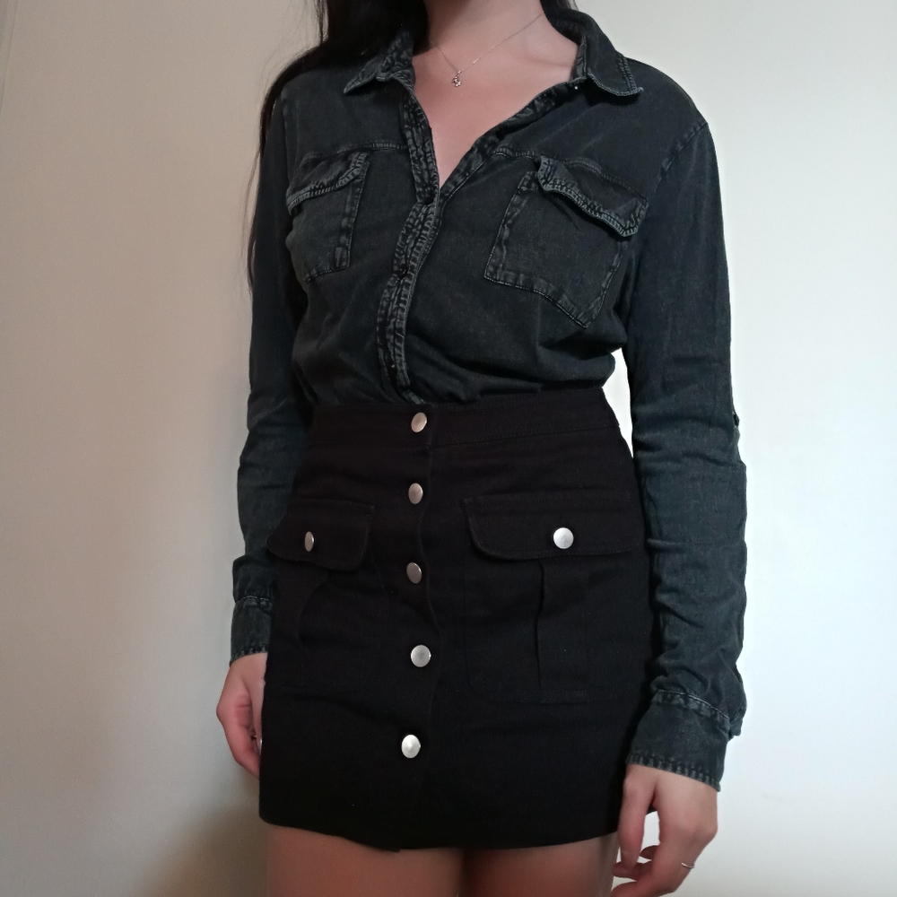 DONATED! Denim Shirt with Peekaboo Back Yoke